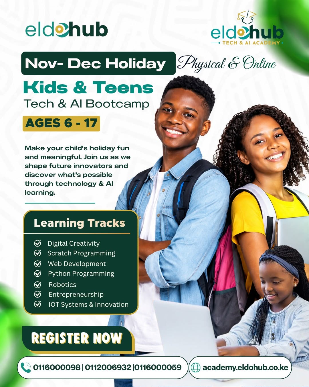 Kids and Teens Holiday Tech & Entreprenuership Bootcamps